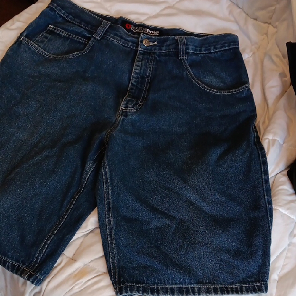 Southpole Authentic Collection Mens Baggy Denim Shorts Dark Wash Size 36